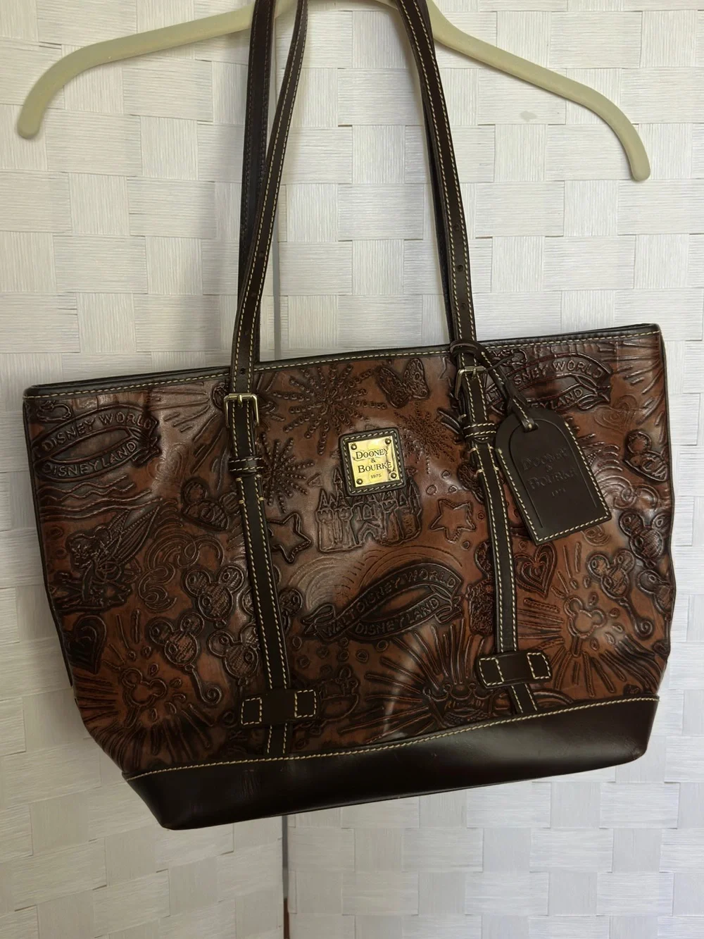 Dooney & Bourke Brown Embossed Leather Disney Tote